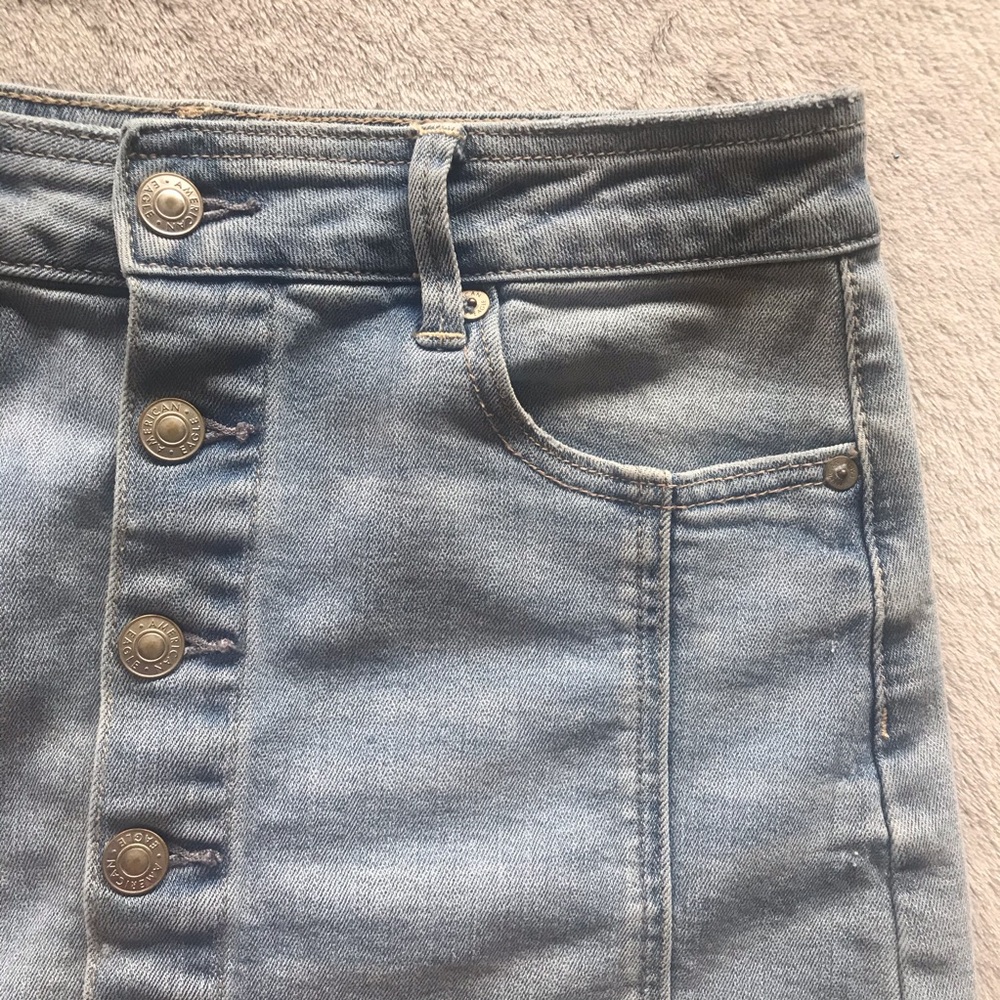 American Eagle Light Wash Denim A-line Skirt - Picture 3 of 8